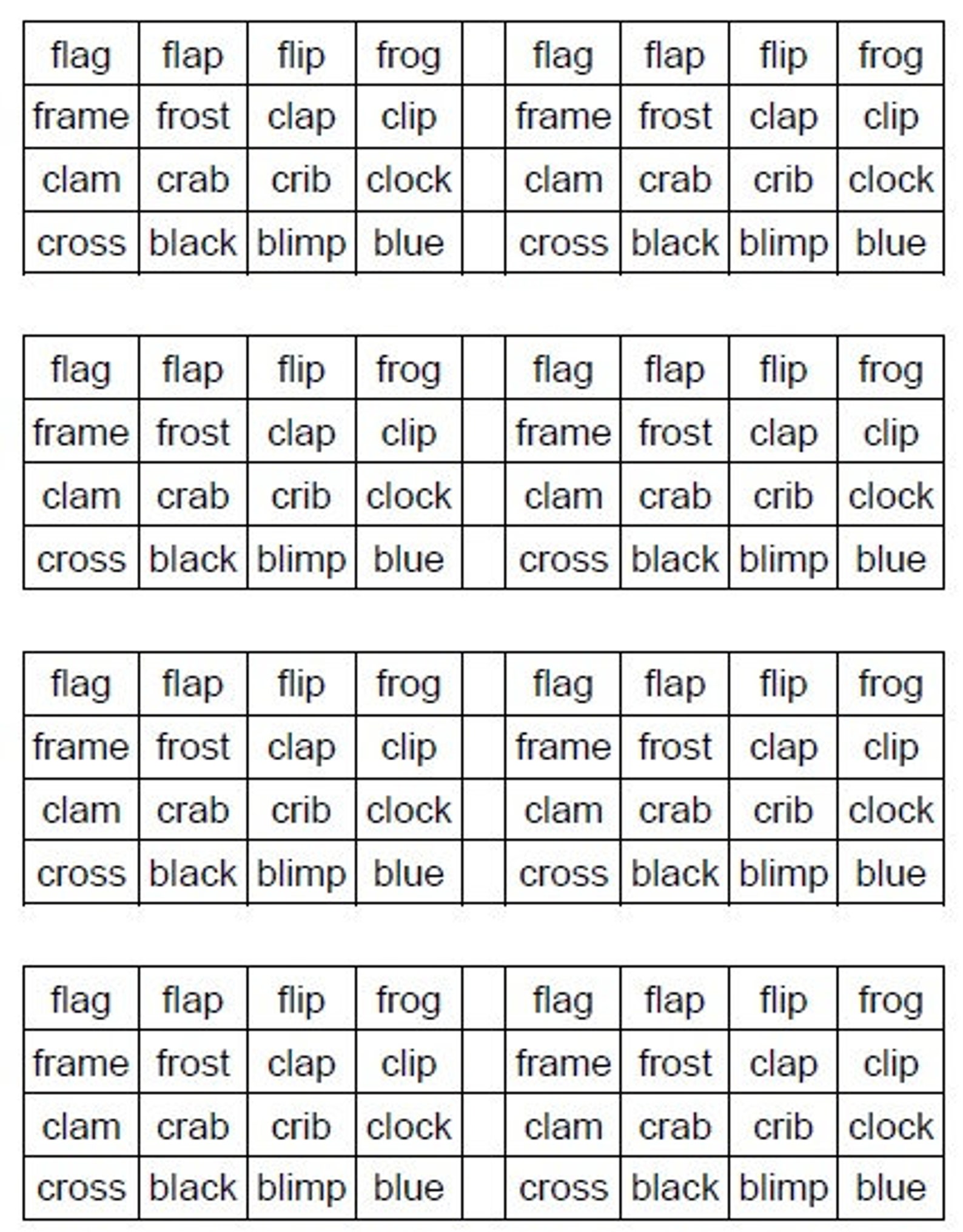 15 Pages of Printable Phonics Bingo Game Cards - Learn Fun Phonics - Etsy