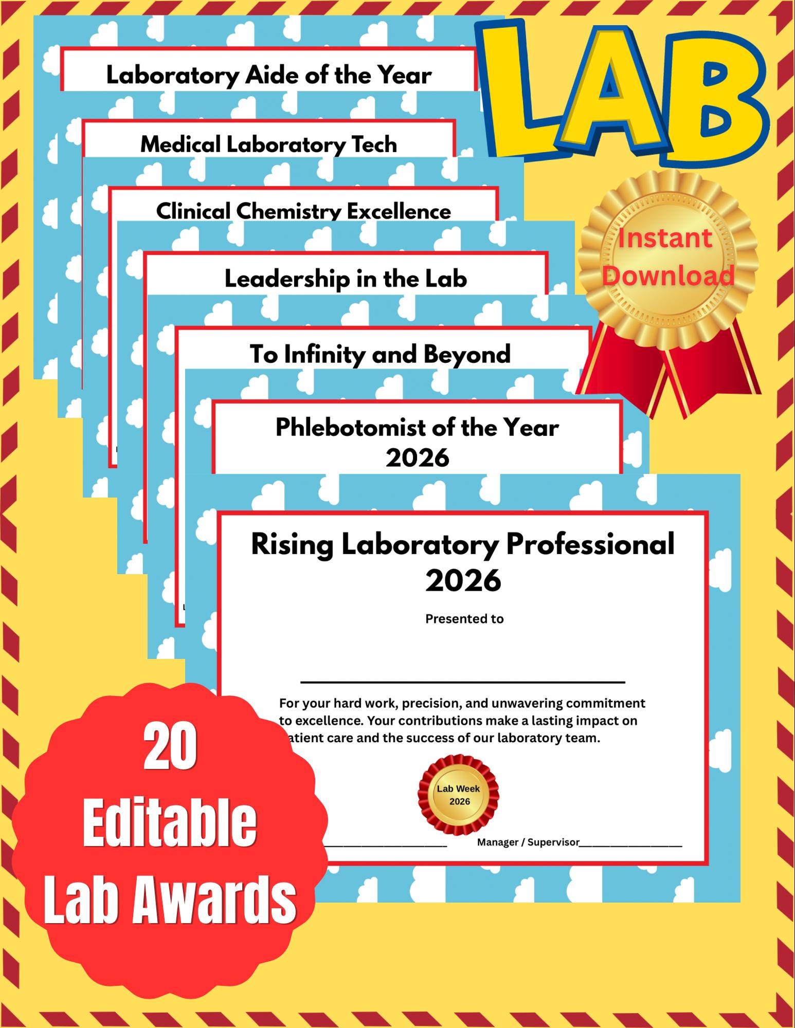 Lab Week Awards 2026 | 20 Editable Award Certificates | Lab Story ...