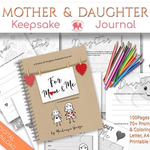 Mother and Daughter Writing Journal, Mom from Daughter Printable Memory Journal, Daughter from Mom Journal, Mother Daughter Gift for Her