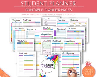Studenten Planer, Akademischer Planer, Undatierter Planer Printable, College Planer, Studienplaner, Semesterplaner, Student Printables Download