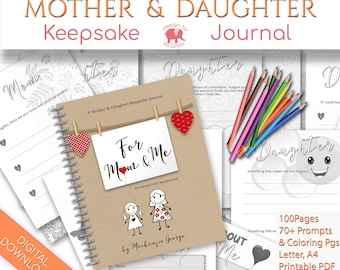 Mother and Daughter Writing Journal, Mom from Daughter Printable Memory Journal, Daughter from Mom Journal, Mother Daughter Gift for Her