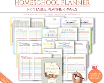 Homeschool Planner zum Ausdrucken, Homeschool Mama Academic Planner, Homeschool Stundenplaner Lehrer Planner, Happy Planner Seiten Lernplaner