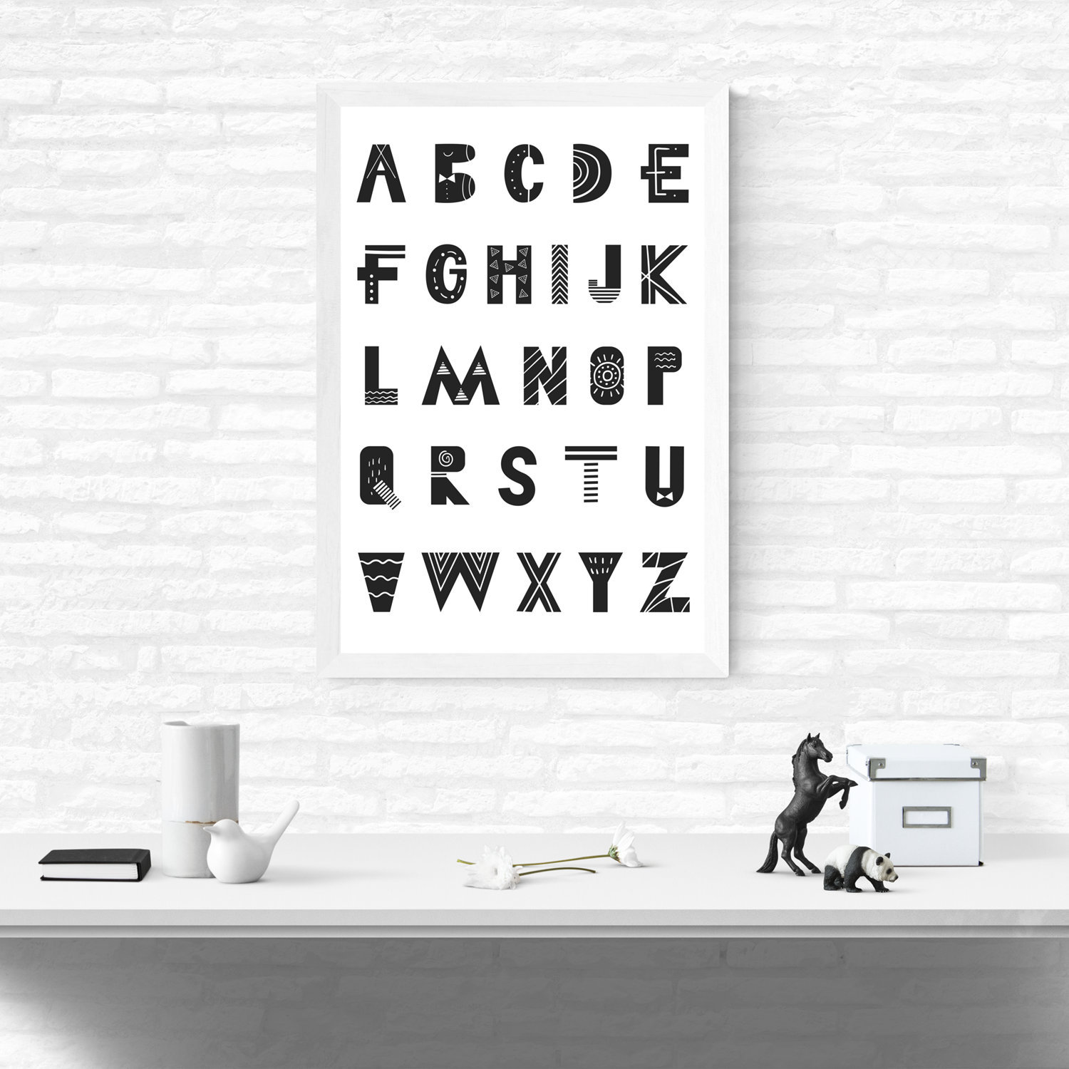 Nursery Ideas Scandinavian Letter Print Personalised Initial Typography 