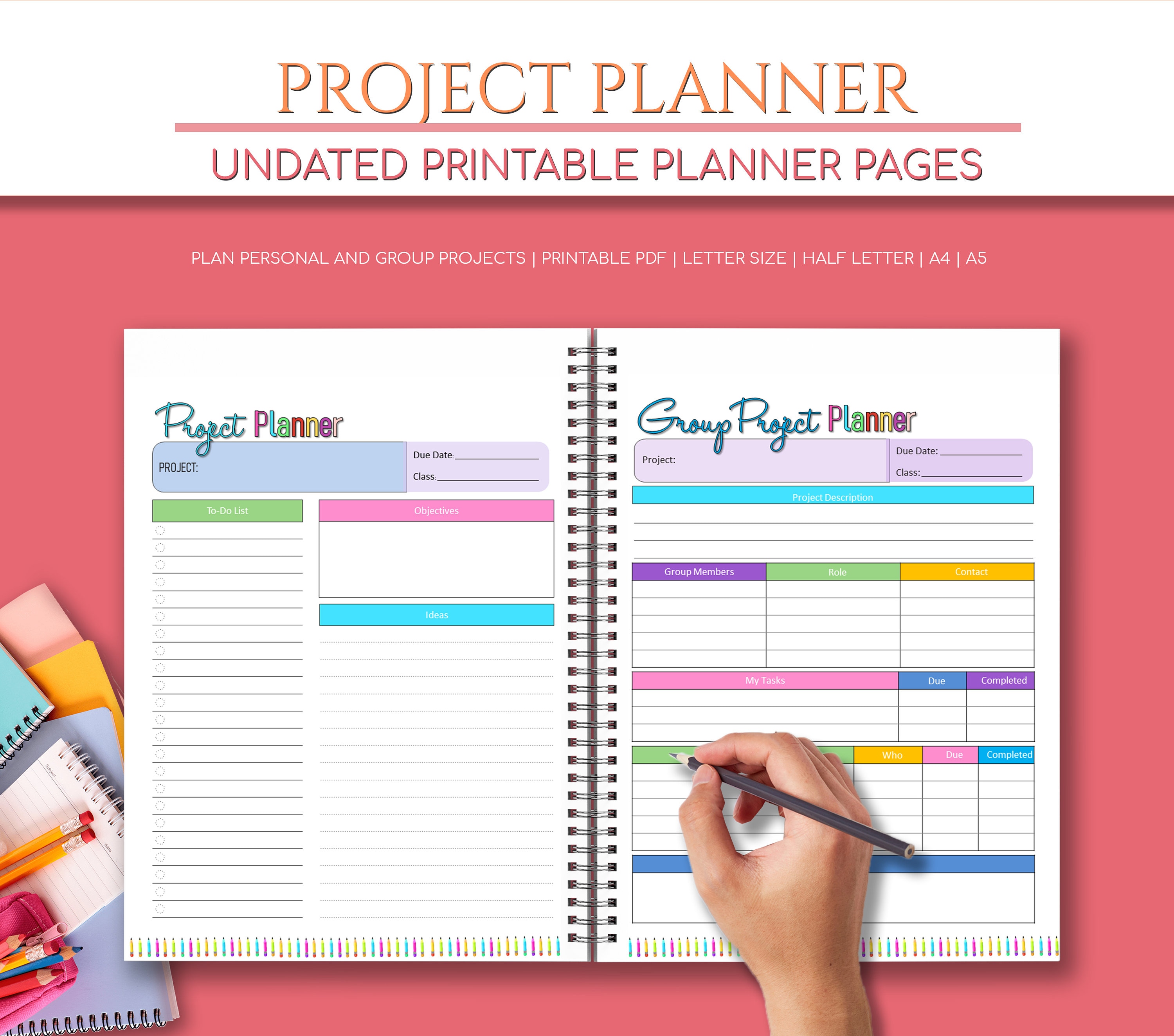 Student Planner, Academic Planner, Undated Planner Printable, College