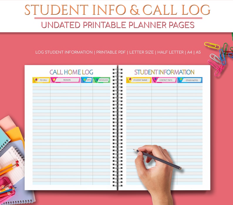 Teacher Planner Printable Academic Planner Inserts Teacher Etsy UK