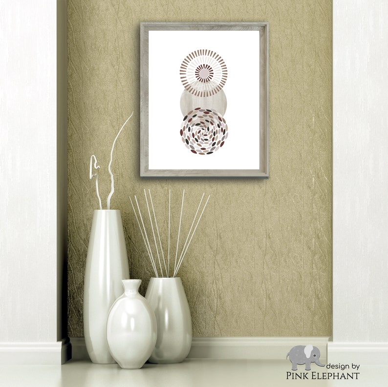 Abstract Earth Tone Wall Art Print, Geometric Circle Printable Wall Art ...