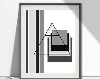 Minimal Design Print Geometric Abstract Art, Contemporary Art Black and White Prints, Modern Home Decor Printable Wall Art, Instant Download