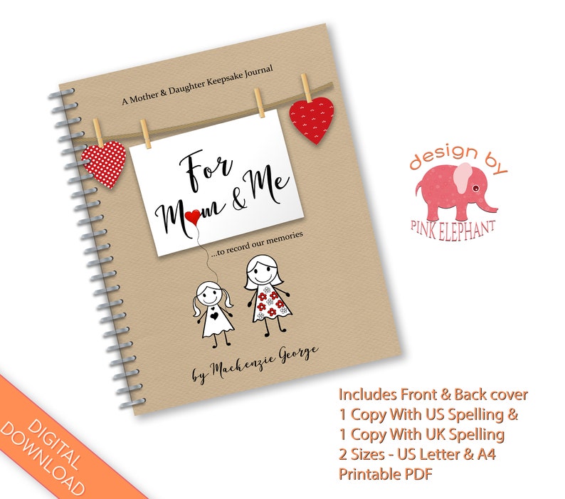 Mother and Daughter Writing Journal, Mom From Daughter Printable Memory