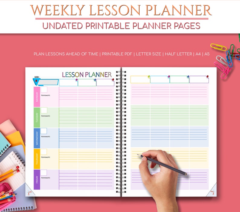 Teacher Planner Printable Academic Planner Inserts Teacher Etsy UK