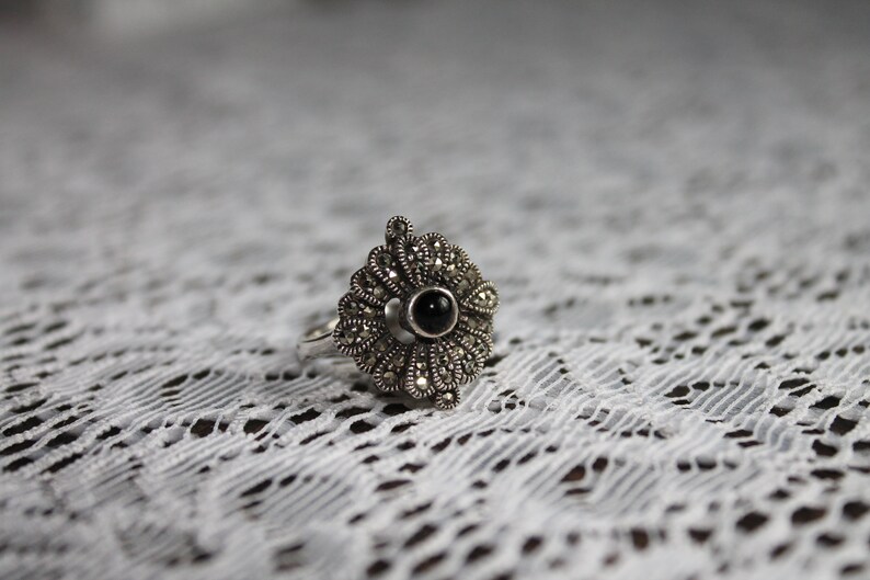 Original Art Nouveau Ring 925 Silver Onyx Market Sites