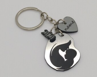 SilverColor "NewMom" Keychain-Personalised Keyring-Custom KeyChain-Inspirational Gift-Gift for Mom-Newborn Gift-Yourself's gift-LaserEngrave