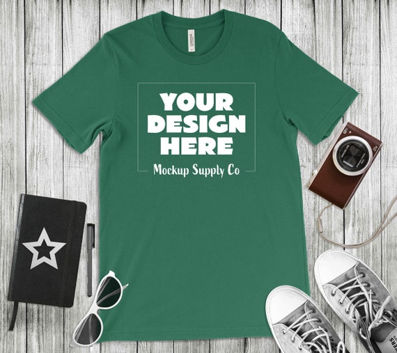 Two Evergreen Bella Canvas 3001 T-Shirt Mockups St Patricks