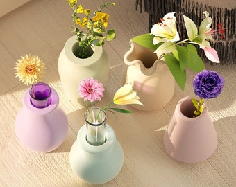 8 estilos Florero Resina Molde-Flor de Hormigón Florero silicona Molde-Varón Curvo Yeso Molde-Cemento Jesmonite Florero Molde-Resina portavelas molde
