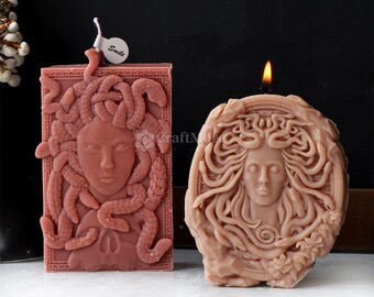 2 stili Medusa Stampi in silicone-Statua di Medusa Candela Stampo-Gesso/Cemento/Raysin/Stampo per sapone-Decorazione domestica-Ornamenti Medusa Stampo in resina artistica