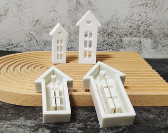 Stampo in silicone per faro di 2 dimensioni, stampo per candela a forma di faro, stampo in gesso per torre a forma di cuore cavo, set di stampi per casa in resina/Raysin/cemento per decorazioni per la casa