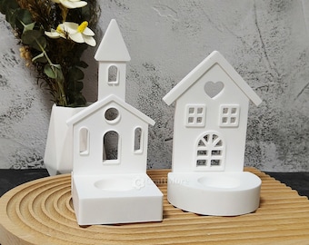 House silicone mold-House/Church insert for tealight holder-Light house mold-Hollow bell tower-Tea light holder molds-Home Decoration