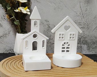 House silicone mold-House/Church insert for tealight holder-Light house mold-Hollow bell tower-Tea light holder molds-Home Decoration