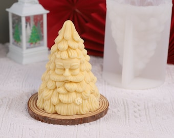 Moule en silicone Père Noël en forme d'arbre - Moule pour bougies Père Noël - Moule en plâtre d'aromathérapie - Moule pour bougies en cire d'abeille - Décoration de Noël - Moule en résine