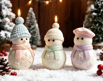 Cute Snowman Candle Mold-Silicone Snowman Mold-Plaster/Concrete/Epoxy Resin Snowman Ornament Mold-Scented Candle Mold-Mold for Christmas DIY