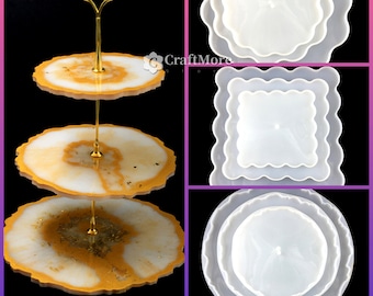 Three Layer Fruit Tray Resin Molds-Silicone tray mold-Irregular Round/Square tray silicone mold-Epoxy resin tray mold-Pastry tray mold