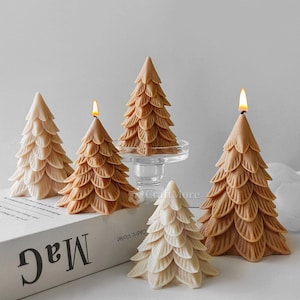 3 Sizes Christmas tree silicone molds-Christmas tree candle mold-Scented candle mold-Pine tree ornaments concrete mold-Christmas decor mold