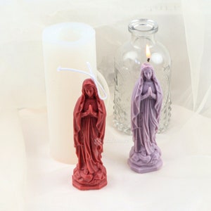 Molde de silicone da Virgem Maria - Molde de vela de Nossa Senhora - Molde de vela perfumada - Molde de vela de pilar - Molde de concreto da Mãe de Jesus para fazer velas