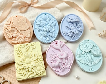 Birds Flower Pendant Silicone Mold-Embossed Floral Aroma Plaster Hanging Tag Mold-DIY Resin Gypsum Fragrance Hanging Ornament Craft Mold