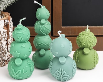 Christmas Bauble Candle Silicone Mold-Stackable Snowflake Ball Mold-Aromatherapy Candle/Soap/Plaster Resin Ornament Mold for Christmas Decor