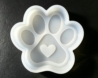 Paw Print with Heart Freshies Mold Silicone Car Freshie Mold For Aroma Beads - soap mold - car supplies mold - candle molds