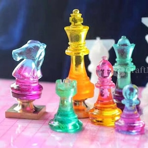 Big chess silicone mold-Chess Resin Mold-Plaster concrete chess piece mold-Chess candle mold-Large size chessboard mold-Chess resin molds