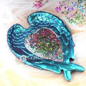 Heart shape mirror silicone mold-Wings mirror resin mold-Epoxy resin makeup mirror mold-Home decoration mirror mould
