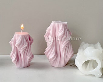 Spiral Cone Candle Mold-Wave Cylinder Candle Mold-Scented Candle Mold-Pillar Candle Mold-Irregular Twisted Wavy Candle Mold-Candle mould