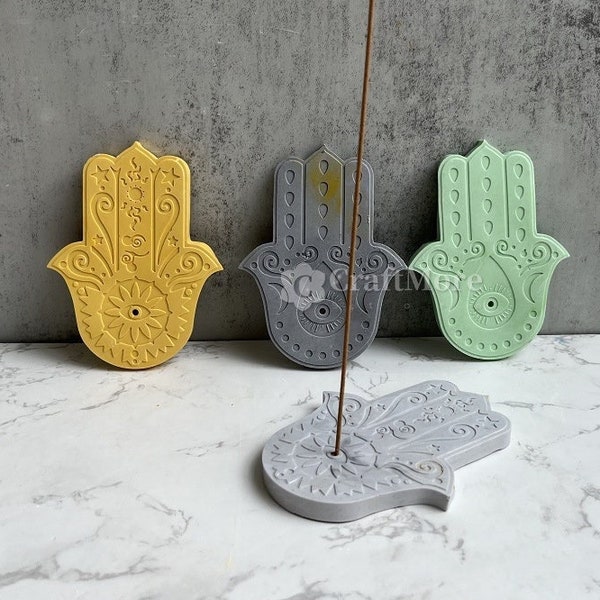 Hamsa hand Incense tray Silicone Molds for Plaster cement fatima concrete Incense Holder Casting Mould Home Decor molds