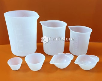 目盛り付きシリコン計量カップ-樹脂ミキシングカップ-エポキシ樹脂容器カップ-プラスチック撹拌棒-樹脂クラフト用制作ツールセット