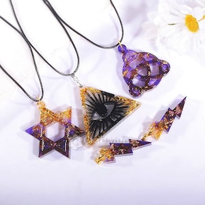Magic Symbol Silicone Pendant Mold-Pentagon Epoxy Resin Keychain Mold-Lightning Earring Resin Mold-Gothic Punk Style Ornaments Mould