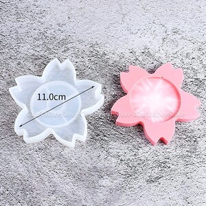 Cherry blossom coaster mold-Coaster Silicone mold-Heart-shaped cup mat resin molds-Silicon cup mat mold for resin craft-Resin base mold