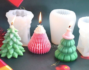 Origami Christmas Tree Candle Mold-Christmas Candle Silicone Mold-Santa Claus/Snowman Candle Mold-Scented Candle Mold-Pillar Candle Mold