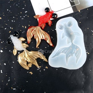 Cute Goldfish Resin Mold-Glossy Epoxy Resin Goldfish Mold-Silicone Goldfish Jewelry Keychain Pendant Aroma Plaster Mold-Koi Silicone Mould