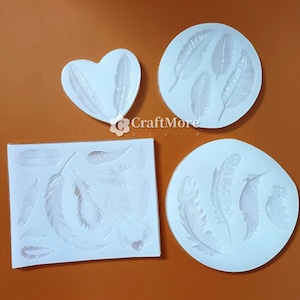 4 styles silicone feather mold-feather resin molds-feather pendant mold-feather keychain mold-silicone pendant mold-fondant mold