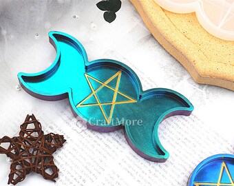 Silicone Moon Phase Tray mold-Lunar phase candle holder resin molds-Silicone Candlestick mold-Silicone mold for resin ashtray DIY