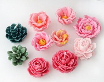 10 Styles Flower candle mold-Flower silicone mold-Scented candle mold-Peony Flower Plaster mold-Flower Soap Mold-Mold for Candle Making
