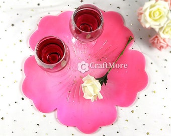 Large flower tray resin molds-silicone tray mold-coaster resin mold-flower coaster mold-epoxy resin cup mat mold-coaster mold set