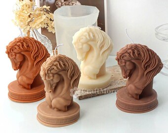 Horse Candle Silicone Mold-Knight Candle Mold-Scented Candle Mold-Beeswax Candle Mold-Horse Head Plaster Concrete Mold-Home Decoration Mold