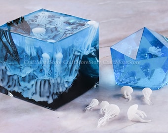 Mini 3D jellyfish Model-Simulation jellyfish Filler For resin mold-DIY Jewelry Filling Material-Plastic jellyfish model for resin craft