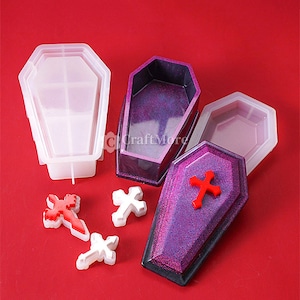 Coffin box resin molds-Silicone coffin mold-Vampire resin coffin mold-Dark gothic coffin silicone mold for epoxy resin storage box DIY