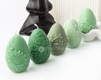 Flower Embossed Egg Candle Mold-Easter Egg Silicone Mold For Candle DIY-Egg Shaped Candy Chocolate Mold-Pattern Plaster Silicon Mould