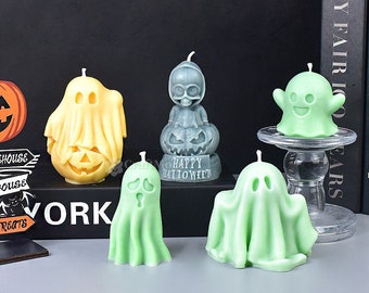 Halloween-spook siliconen mal-schattige spookkaars mal-geurkaars mal-gips/beton spookvorm-spookornament hars schimmel-hars ambacht
