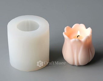 Tulip candle silicone mold-Flower candle mold-Flower silicone mold-Scented pillar candle mold-Tulip Plaster Mold-Beewax candle mould