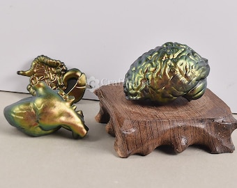 Moule Silicone 3D Cœur Humain Et Cerveau - 4 Cavités, 16,3x12,9 Cm | Pour Résine, Chocolat, Cire, Savon, Pâtisserie