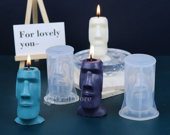 Easter Island statues candle mold-silicone candle mold-beeswax pillar candle mold-scented candle mold-abstract human face candle mold